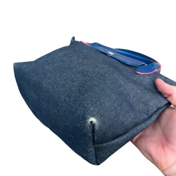 Longchamp Blue Denim Modele Depose Canvas
Mini Tote Bag Leather Trim Pink/Blue - Picture 5 of 16